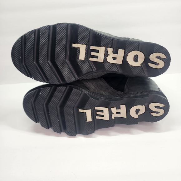 SOREL Lexie Wedge Felt Heel Dark Slate Leather Lace Up Boot Size 11 - Picture 12 of 15